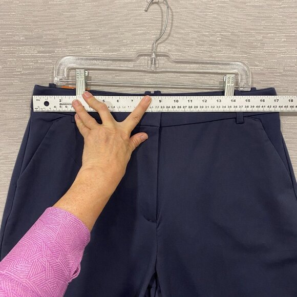 Talbots Dress Pants Womens 16 34x30 Navy Blue Nylon Tapered Trousers Office - Picture 9 of 15
